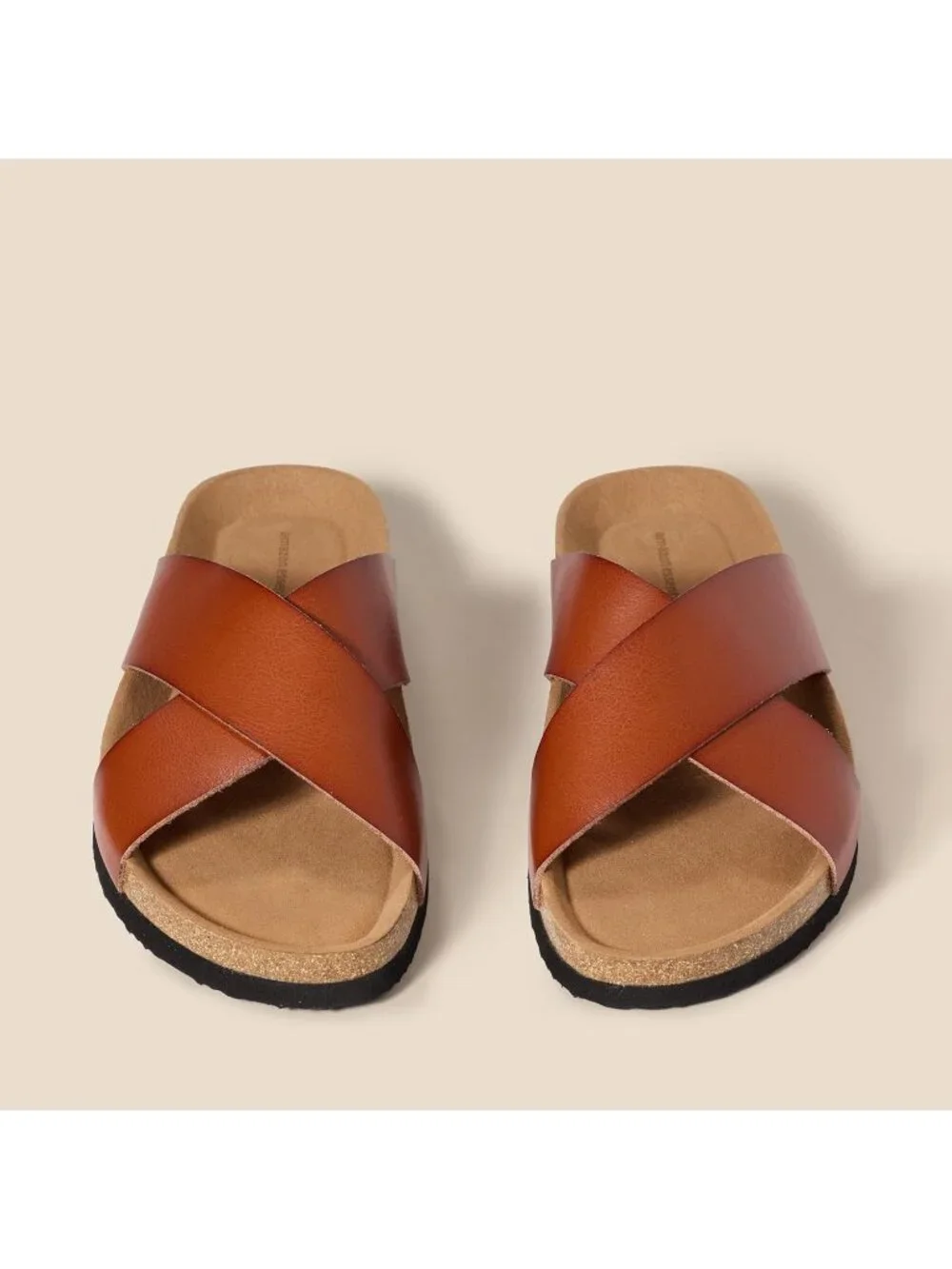 Men's Tan Faux Leather Imported Crossover Sandals Casual